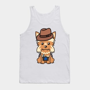 Funny Yorkshire Terrier is holding a camera Tank Top